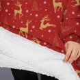 thumbnail image 3 of Oversized Wearable Blanket Hoodie,Red Christmas Golden Reindeer Pattern Sherpa Blanket Hoodie with Super Pockets,Super Warm Fuzzy Pullover for Women & Men, 3 of 6