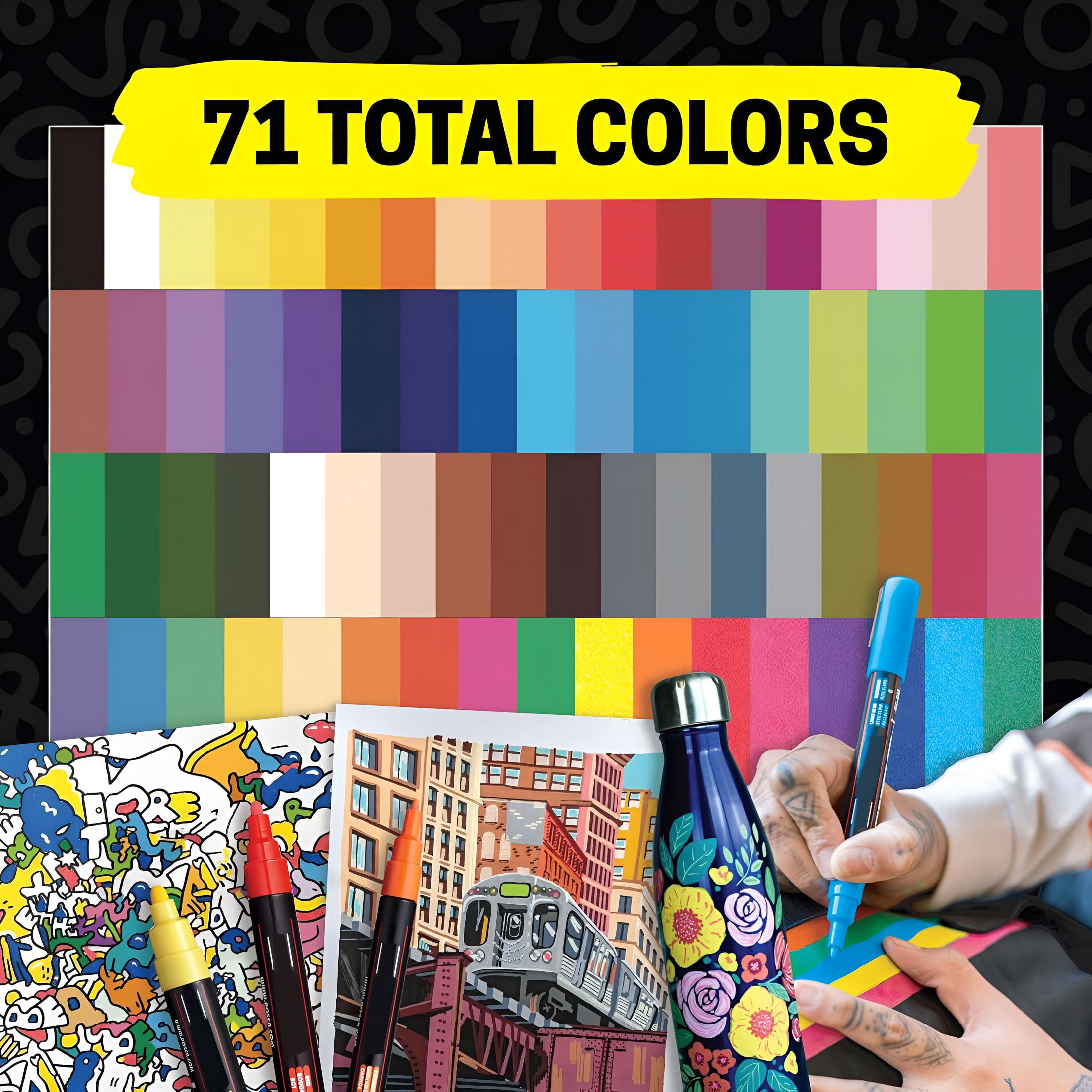 CCOCC Paint Markers, 3M Fine Tip Point Acrylic Paint Pens with Reversible Tips, Art Supplies For Gifts, Decorations Fabric, Metal, Glass, Wood and Canvas, Set of 16