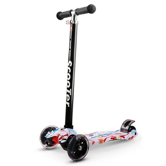 Amdohai Foldable Scooter for Kids 3 Wheel Scooter with Light Up Wheels Kick Scooter for Toddlers 3-8 Year with Adjustable Height Lightweight Scooter