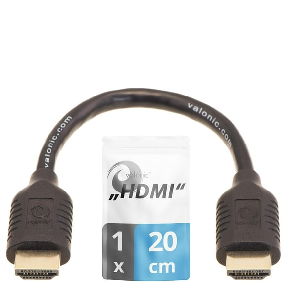 UTAH-Short HDMI Cable - 20cm, 4k, Full HD, ARC, high Speed, Ultra HD, ethernet - for TV, PS4, Xbox, 30 AWG, Black