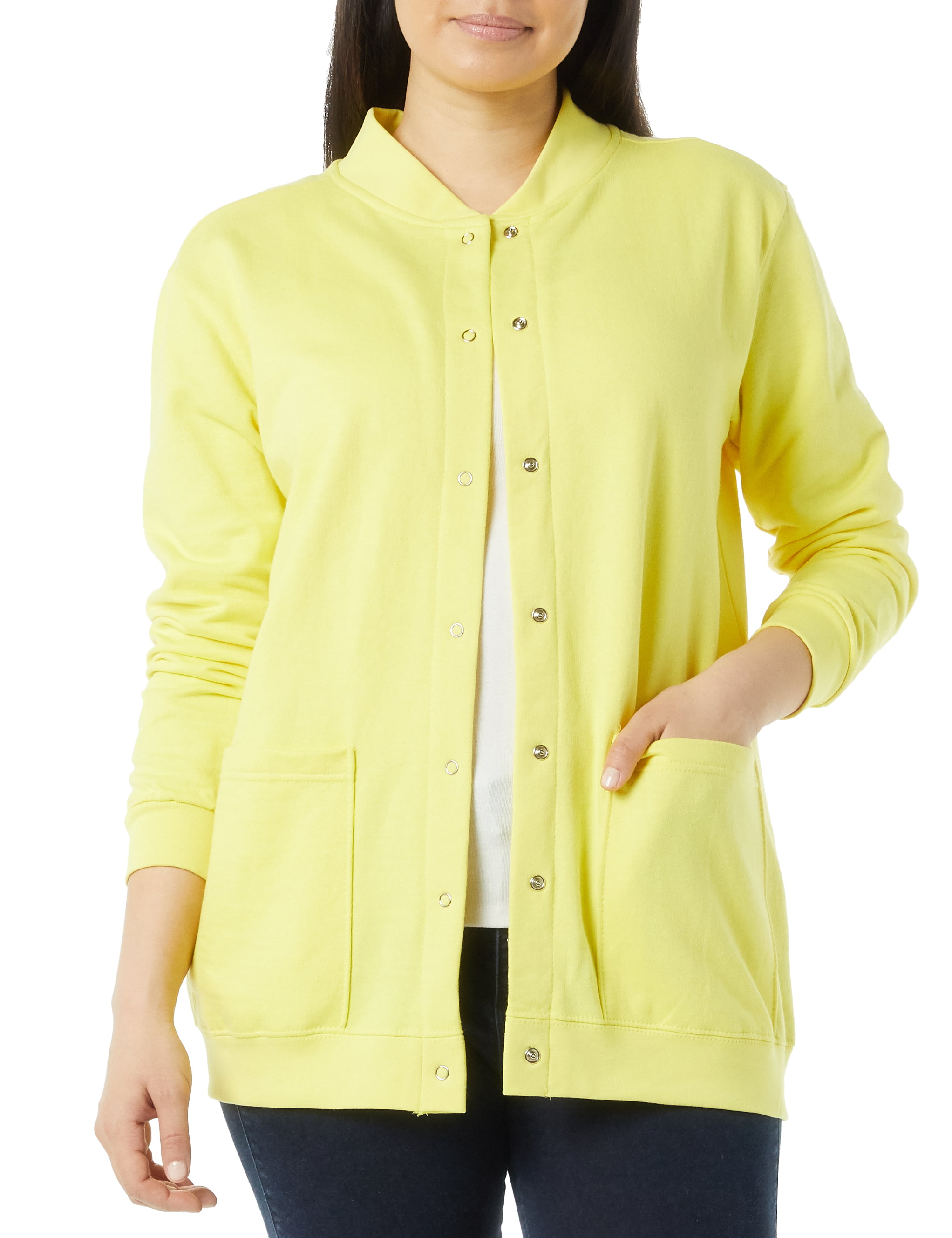 AmeriMark Women Fleece Snap Button Cardigan Sweatshirt Coat – Soft Lightweight Warm Long Sleeve with Pockets - Walmart.com
