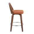 thumbnail image 3 of Trilogy Mid-Century Modern Counter Stool In Walnut And Orange Fabric - Set Of 2, 3 of 7