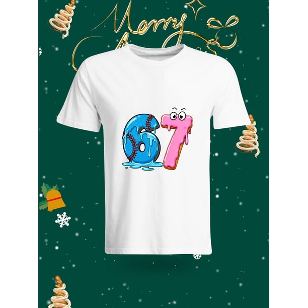 Fashion Simple Number 67 Printed White T-Shirt, A Item Suitable for Daily Leisure Wear. This white T-shirt features a bold and eye-catching orange number 67 print, adding a touch of uniqueness to you