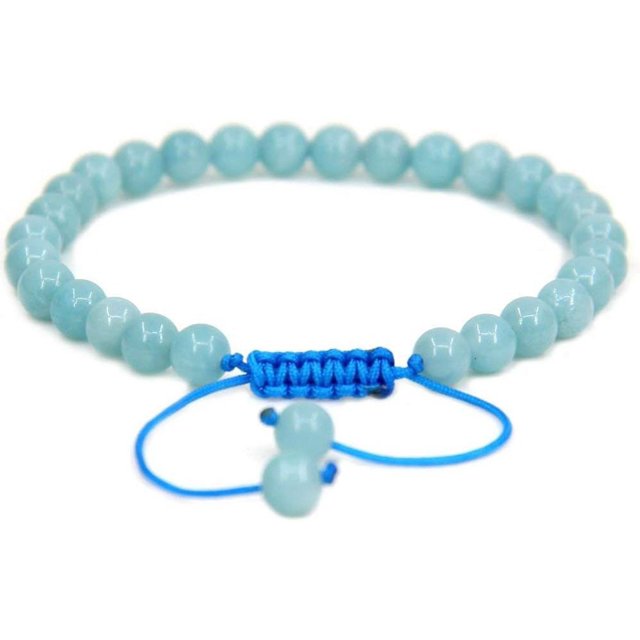 Bracelet Ajustable Perles Rondes 6mm Amazonite Bleu Naturel 7 Pouces Unisexe