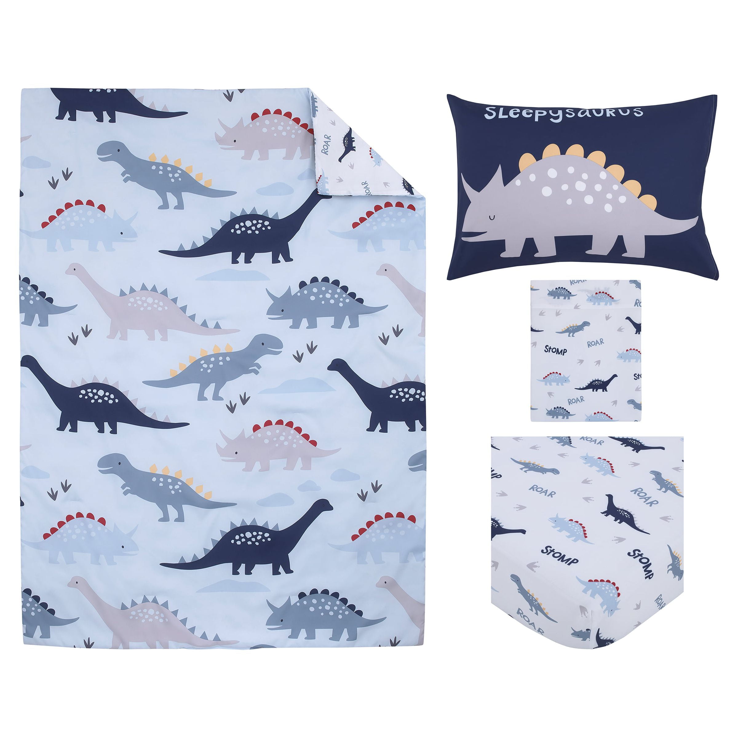 Parent's Choice Dinosaurs 4-Piece Toddler Bedding Set, Blue