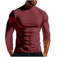 thumbnail image 3 of UVEASISHA Slim Fit Long Sleeve Tshirt for Men Mock Turtleneck Pullover Big and Tall Casual Thermal Undershirts Solid Color Basic Tops Red 5XL, 3 of 9