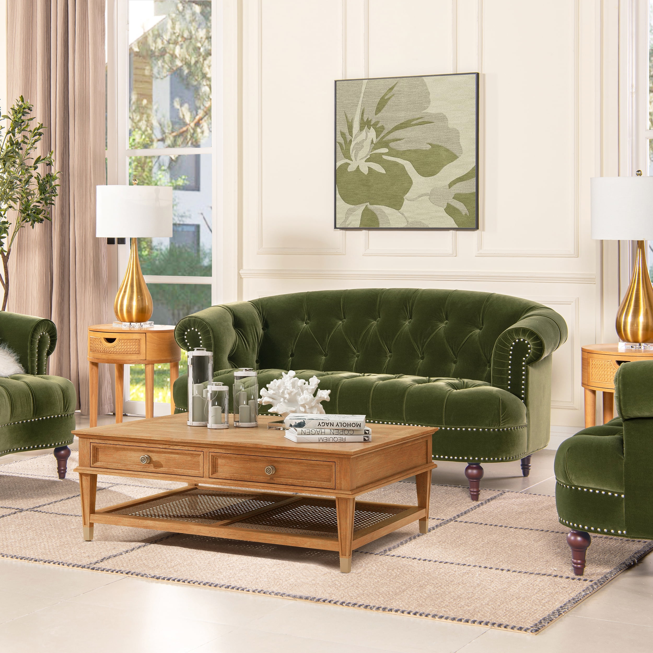 Jennifer Taylor Home La Rosa Modern Tufted Fabric Chesterfield