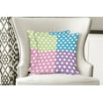 thumbnail image 4 of Ambesonne Retro Throw Pillow Cover 2 Pack, Polka Dots Patchwork, 20", Pink Blue Green, 4 of 6