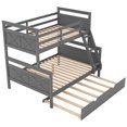 thumbnail image 5 of Bunk Beds Twin Over Full Size, Twin Over Full Bunk Bed with 3 Steps and 11" Full Length Security Guardrail, Built-in Trundel, Bunk Bed Twin Over Full for Teens & Adults, Grey, 5 of 9