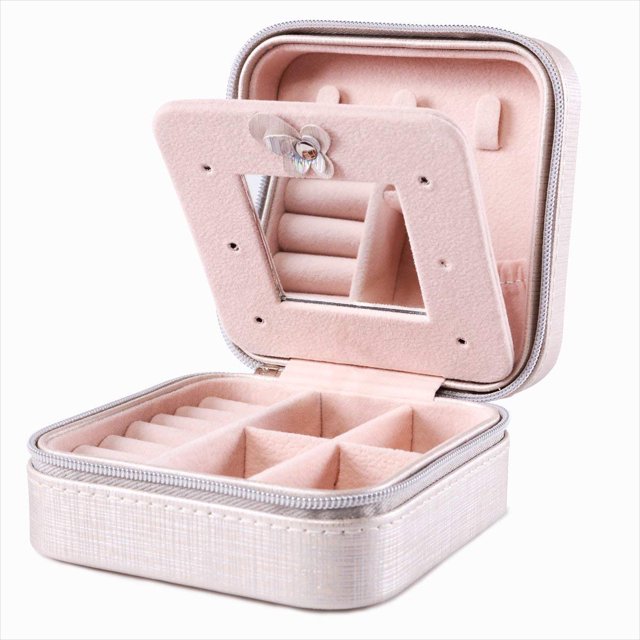 Joyero portátil Viaje Pendiente Anillo Collar Accesorios Caja organizadora con cremallera oso de fresa Juguete