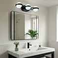 thumbnail image 4 of 3-Light LED Vanity Light Crystal Sand Acrylic Shades Industrial 21.1in Wall Sconce Lighting for Bedroom,Hallway,Mirror Laundry Room Black, 4 of 9
