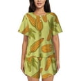 thumbnail image 1 of Fotbe Corn Conjunto de Pijama Estampado para Mujer, 2 Piezas, Ropa de Dormir con Camiseta de Manga Corta y Shorts Suaves-3X-Large, 1 of 6