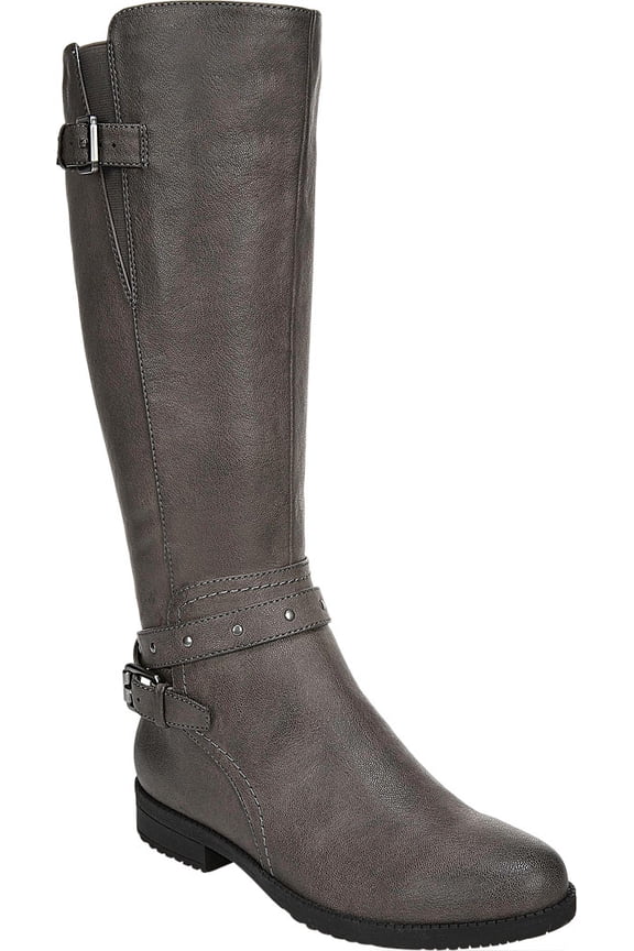 Women's SOUL Naturalizer Vikki Riding Boot Grey Smooth Polyurethane 7 M