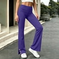 thumbnail image 2 of SBYOJLPB Women's Solid Color Pants Elastic Waistband Sports Casual Long Trousers, 2 of 8