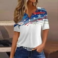 thumbnail image 2 of 4th of July Shirts for Women 3/4 Length Sleeve Patriotic Tops Dressy Casual Notch Neck Blouses 2024 USA Flag Star Stripes Printed Parade T Shirt, 2 of 5