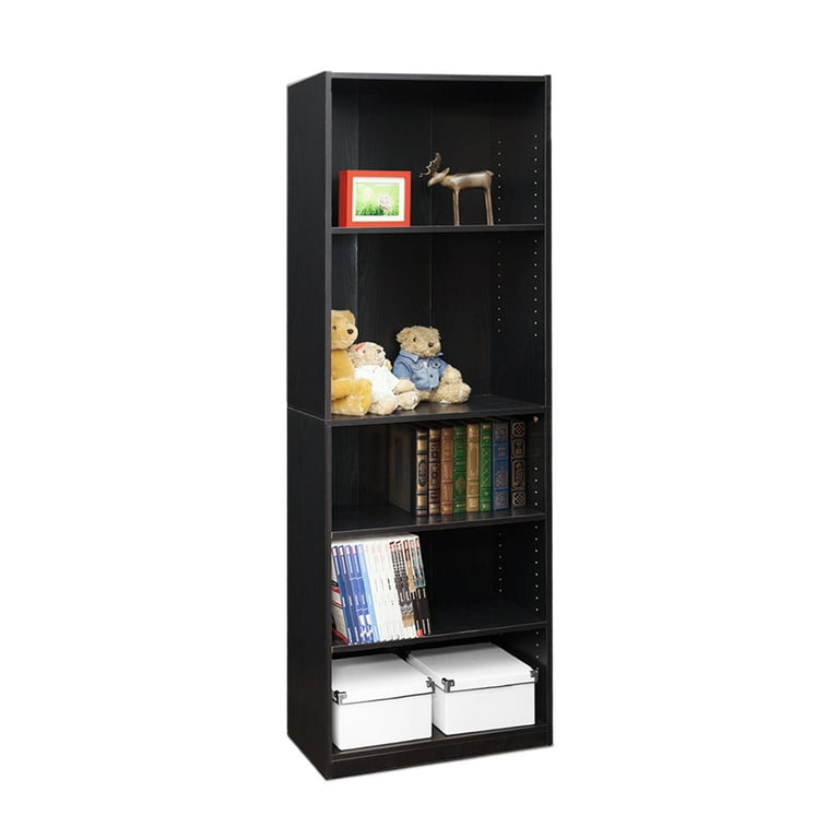 Furinno JAYA 5-Tier Bookshelf, Easy Assembly, Black - Walmart.com