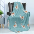 thumbnail image 4 of Animals Soft Flannel Fleece Throw Blanket, Llama Illustration White Alpacas Pattern and Colorful Dots on Blue Background, Cozy Plush for Indoor and Outdoor Use, 50" x 60", Multicolor, by Ambesonne, 4 of 5
