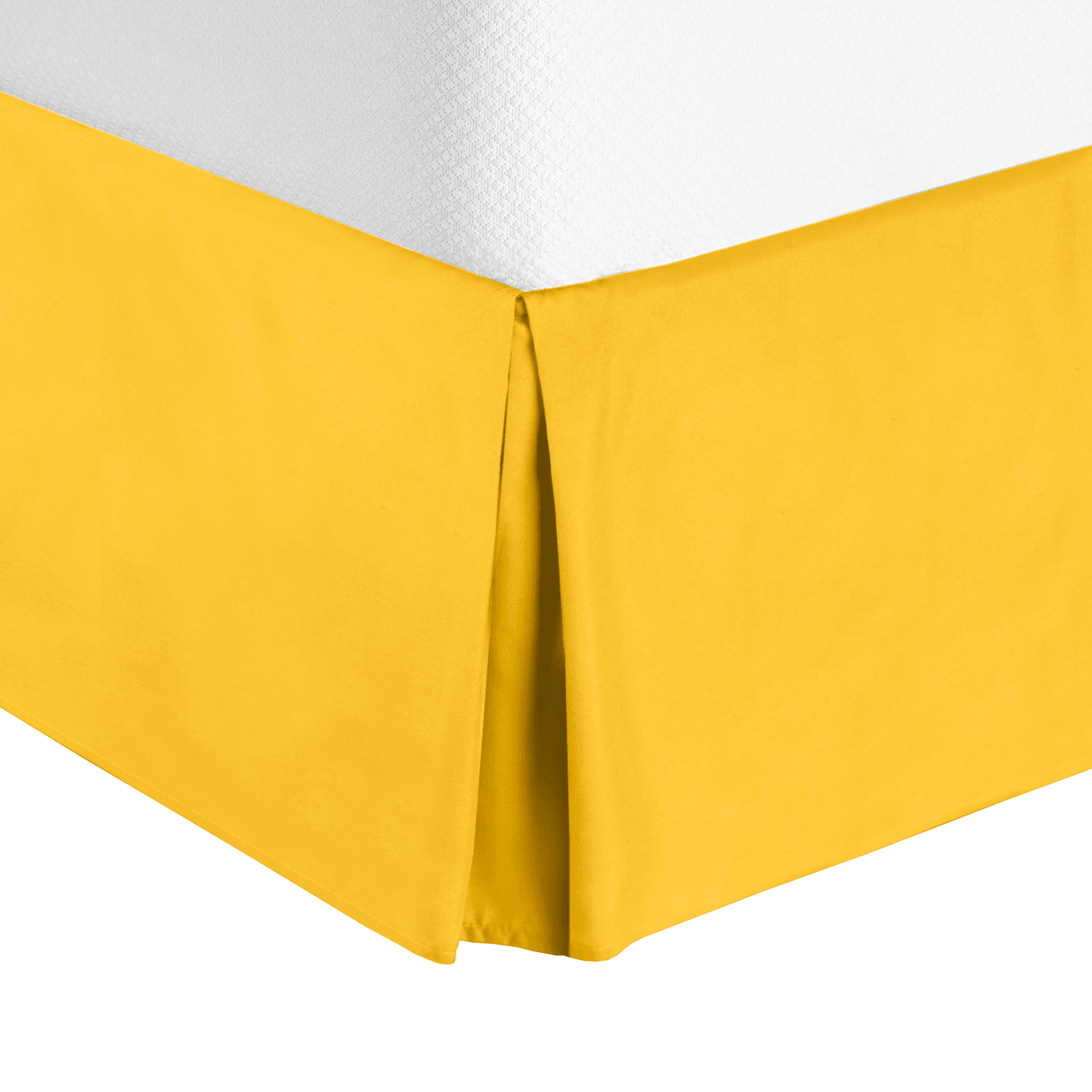 Twin XL-Custard Yellow Luxury Pleated Tailored Bed Skirt 14” Drop Dust Ruffle 