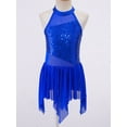 thumbnail image 2 of HULIJA Kids Girls Ballet Dance Dress Sleeveless Sequins Mesh Splice Cutout Back Leotard Dress Royal Blue 8, 2 of 7