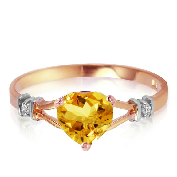 Galaxy Gold 14K Rose Gold 0.47 Carat Natural Diamonds and Heart-Shaped Citrine Ring - November Birthstone - Warmth & Prosperity - Sizes 5.5 to 11 - Fine Jewelry for Women