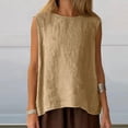 thumbnail image 6 of Craaazy Women Casual Sleeveless Tank Top, Solid Color Loose Fit Round Neck Vest, High Low Hem Asymmetric Top for Daily Wear Gifts, 6 of 7