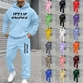 thumbnail image 2 of Aihuaihua Mens Christian Sweatsuit 2 Piece Fall Fashion Casual Outfits Jesus Print Hooded Sweatshirt and Baggy Jogging Pants Green L, 2 of 5