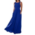 thumbnail image 4 of Bxsruta Womens Maxi Dress Casual Long Flowy Summer Sundress Sleeveless Crew Neck Pleated Dresses, 4 of 8