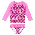 thumbnail image 1 of Lovebay Little Girls Mermaid Swimsuits Two Pieces Swimwears Rash Guard Set Long Sleeve UPF50+ Bathing Suit for Beach 2-8T, 1 of 5