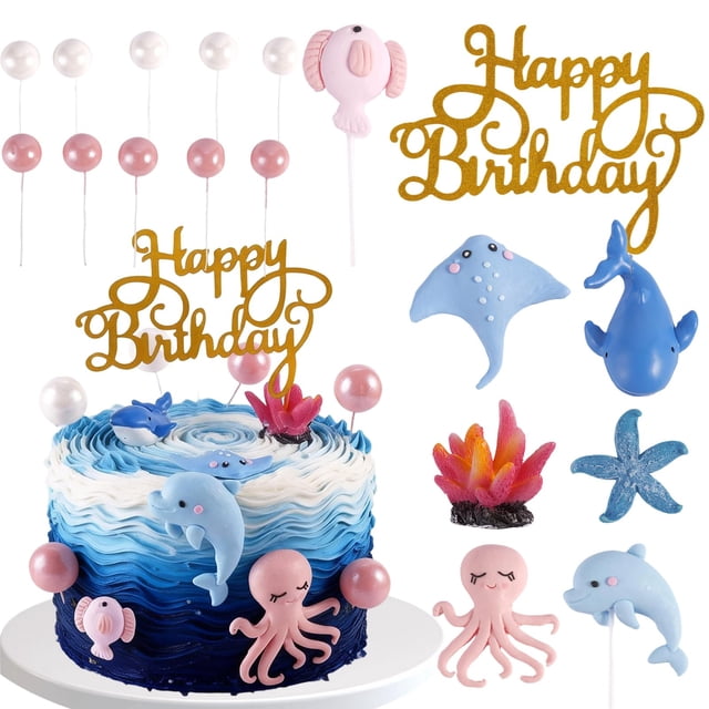 Decoración para tartas Sunshuang Under the Sea Ocean, 18 unidades, para baby shower