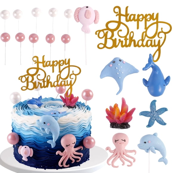 Decoración para tartas Sunshuang Under the Sea Ocean, 18 unidades, para baby shower