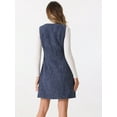 thumbnail image 3 of DARING DIVA Women's Tweed Square Neck A Line Pinafore Dresses XL Navy Blue, 3 of 6