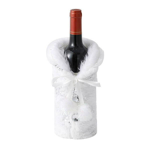 Bearachild Cubierta de copo de nieve para botella de vino de Navidad, bolsa de almacenamiento dorada y plateada llamativa, telas de felpa, Kits de decoración para fiestas Plata Bearachild HA027629-01