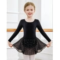 thumbnail image 2 of Oudiya Girls Long Sleeve Ballet Leotards with Shinny Skirts Criss-Cross Back Dance Dresses for Kids 3-11Y, 2 of 8