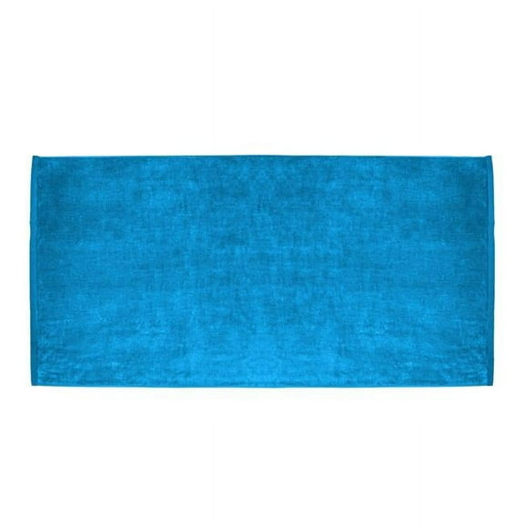 Premium 100 Percent Cotton Terry Velour Beach Towel - Aqua - 30 x 60 in.