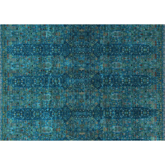 Ahgly Company Indoor Rectangle Oriental Light Blue Modern Area Rugs, 5' x 7'