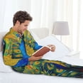 thumbnail image 6 of Susaid Peacocks Print Men's Long Sleeve Pajama Set, Two-Piece Button-Down Loungewear PJs Set, Comfortable Sleepwear for Relaxation-Large, 6 of 7
