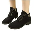 thumbnail image 3 of XIMIN Women Lace-up Boots Point Toe Low Heel Ankle Boots Formal Business Casual Boots Fashion Thick Sole Mid Sleeve Boots Outdoor Ankle Pointed Toe Short Boots, 3 of 5