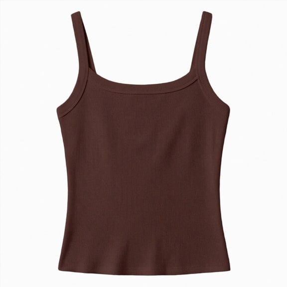 WXFAZCVU Girls Tank Tops Ribbed Knit Spaghetti Strap Summer Sleeveless Shirt Everyday Wear Size 9-10 Years