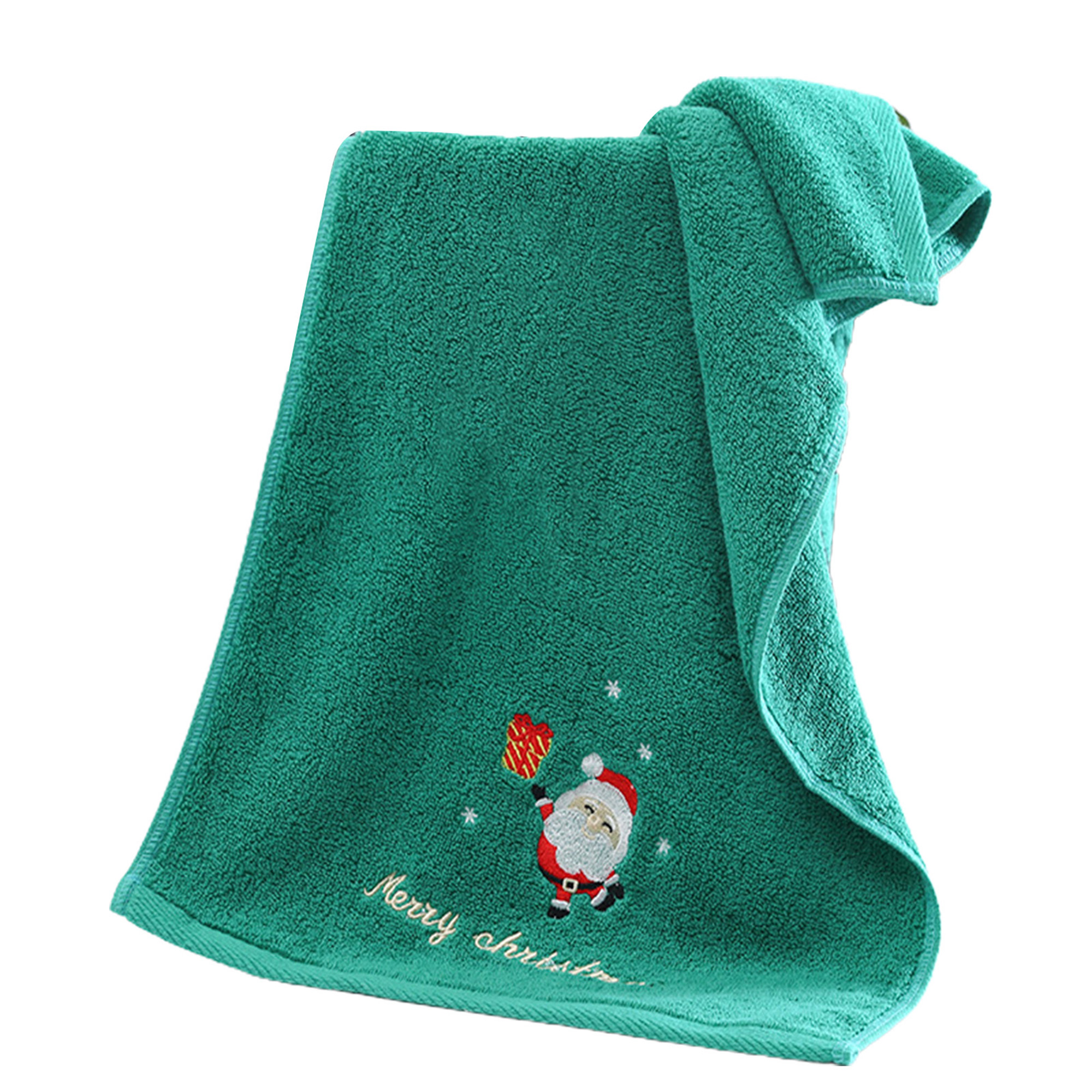 Pine Branch Green Embroidered Bath Towel