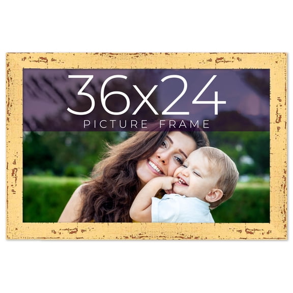 36x24 Frame Yellow Real Wood Picture Frame Width 1.25 inches | Interior Frame Depth 0.5 inches |