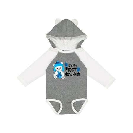 

Inktastic It s My 1st Hanukkah Cute Bear with Dreidel Gift Baby Boy or Baby Girl Long Sleeve Bodysuit