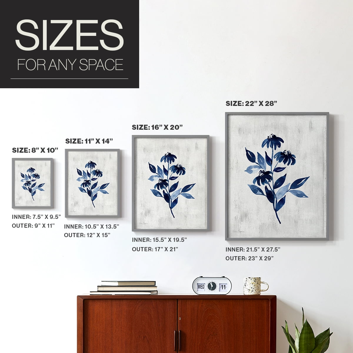 Wild Indigo I Framed Print in Gray Solid Wood 16 x 20 Framed Print