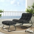 thumbnail image 7 of Rocking Chair with Foot Stool, Outdoor/Indoor E-Coated Modern Cozy Rocker Chair with Cushion for Balcony Porch Patio, Gray, 7 of 7