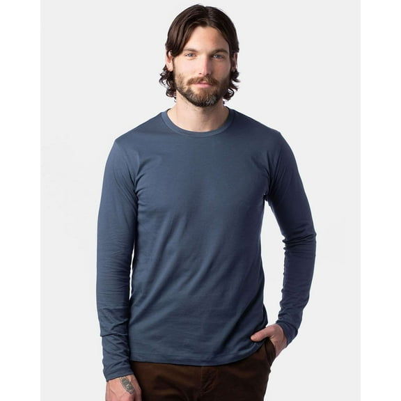 Alternative B00012655 Cotton Jersey Long Sleeve Go-To T-Shirt, Light Navy - Large