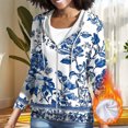 thumbnail image 3 of Trikvn Women's Floral Zip Up Sweatshirts Vintage Print Long Sleeve Hoodie Lightweight Casual Full Zip Jacket with Drawstring Pockets Chinoiserie Style Outerwear Tops, 3 of 7