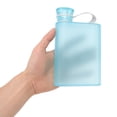 thumbnail image 1 of Flat Water Bottle Plastic Leak Proof Transparent Square Portable Paper Water Bottle 380ml Blue, 1 of 5