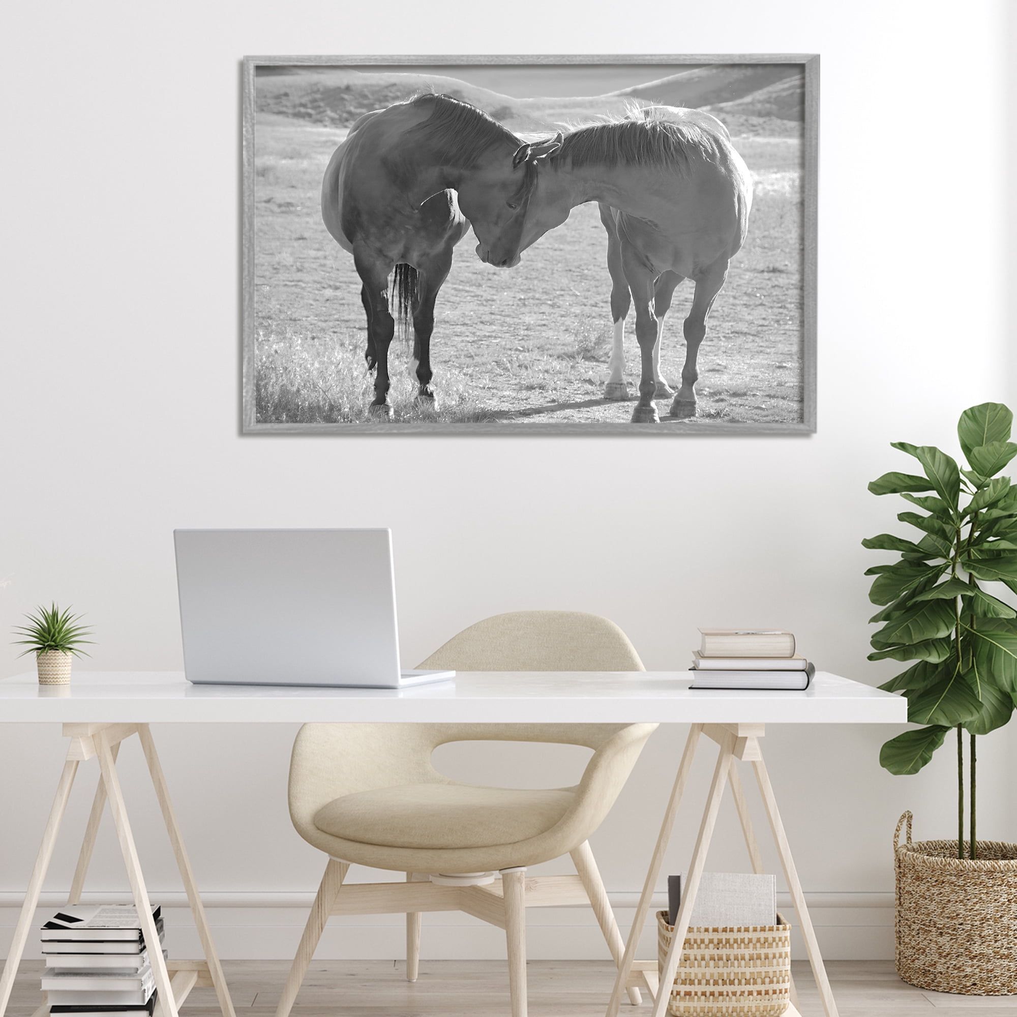 Stupell Industries Sweet Nothings Bond Between Horses Gray Framed Giclee Art, design by Steve Toole