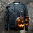 thumbnail image 5 of SONXAHE Mens Halloween Fall Sweatshirt Crew Neck Spider Web Jack O Lantern Ghost Bat Print Sweater, 5 of 6