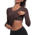 thumbnail image 4 of Sevevn Women's Casual Fashion Solid Color Sports Yoga Quick Drying Long Sleeved Top Coffee L Gift for Girls, 4 of 8