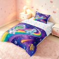 thumbnail image 2 of Manfei Space Astronaut Dino Animals Twin Comforter Sets,Neon Stars Rainbow Bedding Set,Blue Pink,Colorful Stars Reversible,2 Pieces,1 Comforter and 1 Pillowcase, 2 of 7